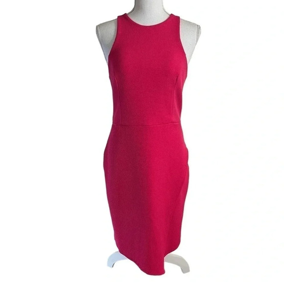 Aqua Hot Pink Dress Size Large Sleeveless Sheath Cocktail Career Workwear Spring - Picture 1 of 9